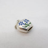 Sterling Silver Enamel Edelweiss Cowbell Charm Pendant Vintage c1970