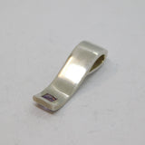 Sterling Silver Brushed Finish Amethyst Curved Drop Pendant Vintage c1970