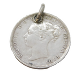 Sterling Silver Queen Victoria 1884 Threepence Coin Charm Pendant Antique