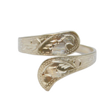 Sterling Silver Patterned Crossover Band Ring Vintage c1970 Size O