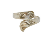 Sterling Silver Patterned Crossover Band Ring Vintage c1970 Size O