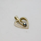 Sterling Silver Sapphire Open Heart Form Charm Pendant Vintage c1970s