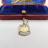 Sterling Silver and Enamel Blackpool Travel Shield Charm Pendant Vintage c1970