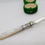 Edwardian Silver, Mother of Pearl & Plated Sugar Caster Spoon Antique 1902