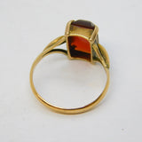 9ct Yellow Gold & Carnelian Agate Set Dress Ring Antique c1930s Art Deco