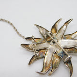 Victorian Sterling Silver Figuarative Lotus Flower Brooch Pin Antique c1900