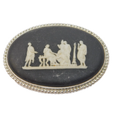 Sterling Silver Mounted Wedgwood Japerware Classical Brooch Vintage c1970