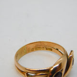 Edwardian 9ct Rose Gold, Garnet Set Serpent Crossover Ring Antique 1906
