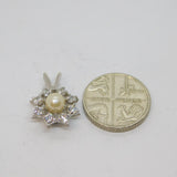 .835 Silver Pearl & Paste Set Cluster Charm Pendant Vintage c1970