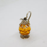 Sterling Silver Jug Or Pitcher With Orange Crystal Charm Pendant Vintage c1970s