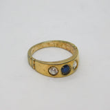 800 Silver Gilt Sapphire & Spinel Italian Band Ring Modern c2000 Size M 1/2