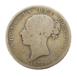 Queen Victoria .925 Silver Half Crown Coin Antique 1877 Fair Condition