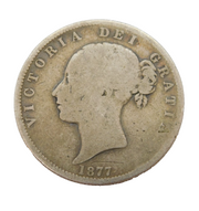 Queen Victoria .925 Silver Half Crown Coin Antique 1877 Fair Condition