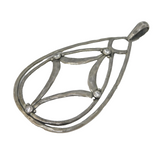 Large Sterling Silver & Spinel Set Drop Pendant Vintage c1990