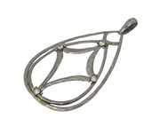 Large Sterling Silver & Spinel Set Drop Pendant Vintage c1990
