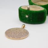 Sterling Silver Pave Set CZ Double-Sided Charm Pendant Vintage c1970