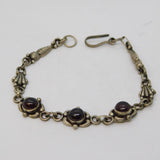 Sterling Silver & Deep-Red Garnet Set Studio Bracelet Vintage c1970s