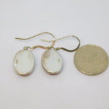 Pair of Sterling Silver Studio Style Foiled Oval Hook Earrings Vintage c1970