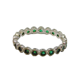 Sterling Silver Green Crystal Tennis Stacking Band Ring Modern c2010 Size O 1/2