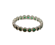Sterling Silver Green Crystal Tennis Stacking Band Ring Modern c2010 Size O 1/2