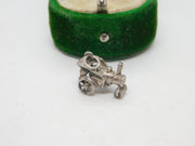 Sterling Silver Roller Tractor Charm Pendant Vintage c1970