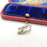 Sterling Silver Topaz & Diamond Drop Charm Pendant Vintage c1970