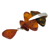 Sterling Silver & Baltic Amber Set Drop Pendant Vintage c1990