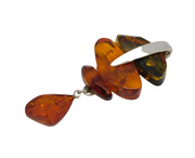Sterling Silver & Baltic Amber Set Drop Pendant Vintage c1990