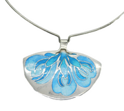Normon Grant Scottish Sterling Silver Blue Enamel Floral Necklace Vintage 1977