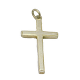 Sterling Silver Simplistic Lined Edge Cross Charm Pendant Vintage c1970