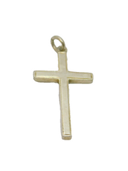 Sterling Silver Simplistic Lined Edge Cross Charm Pendant Vintage c1970
