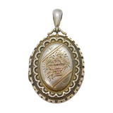 Victorian Aesthetic Movement Sterling Silver & Gold Locket Antique 1876
