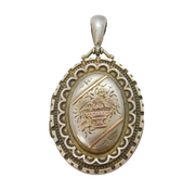 Victorian Aesthetic Movement Sterling Silver & Gold Locket Antique 1876