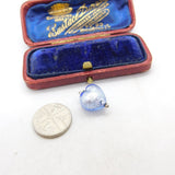 Sterling Silver and Iridescent Blue Heart Charm Pendant Vintage c1970