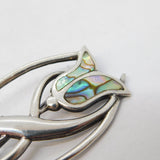 Sterling Silver Abalone Shell Set Floral Dress Brooch Pin Vintage c1970