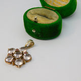 Sterling Silver Gilt Clear & Pink Crystal Set Flower Charm Pendant Vintage c1970