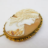19th Century Pinchbeck Mounted Carved Shell Cameo Brooch Antique c1860