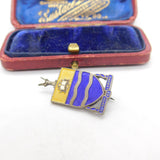 South Africa Sterling Silver & Enamel Wits Univeristy Crested Brooch Antique