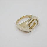 Sterling Silver Swirly Spiral Studio Dress Band Ring Modern c1990 Size O 1/2