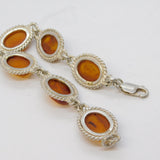 Sterling Silver & Baltic Amber Set Panel Bracelet Vintage c1970s