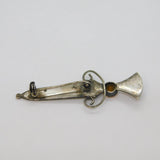 Scottish Sterling Silver Mixed Agate & Crystal Dirk Brooch Pin Vintage c1970