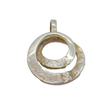 Sterling Silver Planished Textured Entwined Circles Studio Pendant Modern c1990s