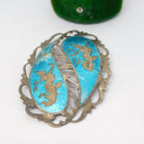 Siam Sterling Silver Blue Niello Enamel Dancing Goddess Brooch Antique c1940