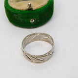 Sterling Silver Leaf Pattern Dress Ring Vintage c1970 Size Q 1/2 UK