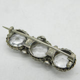 19th Century Sterling Silver & Rock Crystal Brooch Pin Antique c1880s