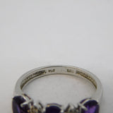 14ct White Gold, Amethyst & Diamond Dress Ring Vintage c1990s