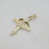 Sterling Silver CZ Intertwined Heart & Cross Charm Pendant Vintage c1970