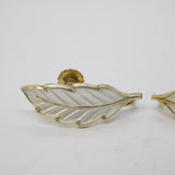 Scandinavian 830 Grade Silver White Enamel Leaf Form Screw-Back Earrings