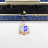 Sterling Silver & Enamel Looe Shield Charm Pendant Vintage c1970
