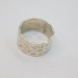 Sterling Silver Planished Textured Wide Band Studio Ring Vintage c1970 Size U